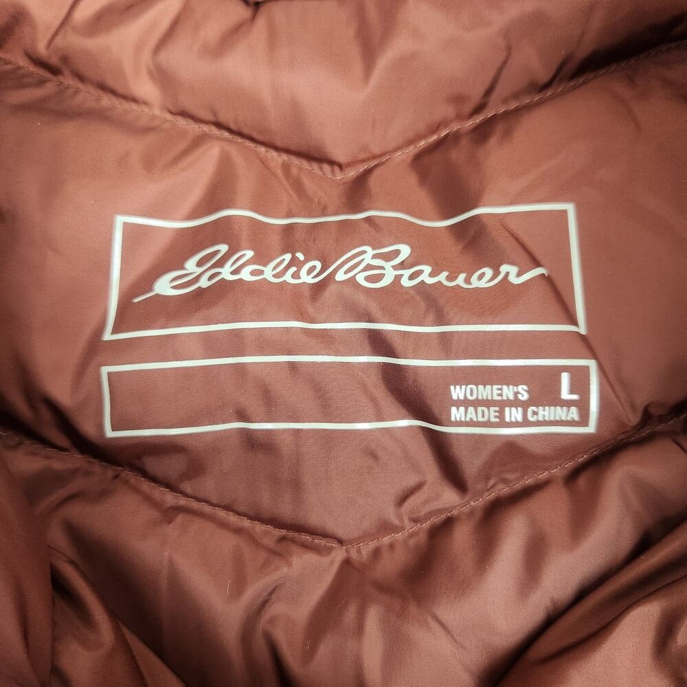 Eddie Bauer Chevron Down Jacket EB650 Women's Large Brown/Burgundy - Picture 7 of 9
